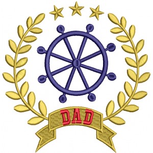 Dad Nautical Ship Helm Filled Machine Embroidery Design Digitized Pattern